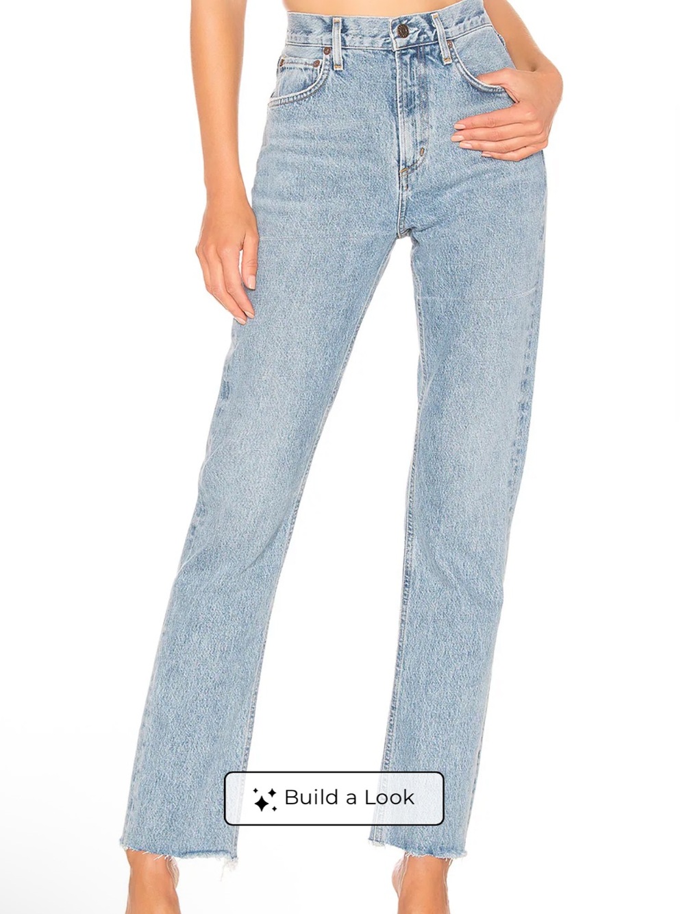 AGOLDE Los Angeles Light Wash Distressed Raw Hem Jeans